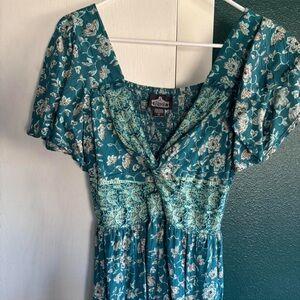 Blue Angie Flutter Sleeve Dress